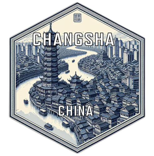 Changsha China Souvenir Travel Destination Die Cut Hexagon Fridge Magnet 2-Inch
