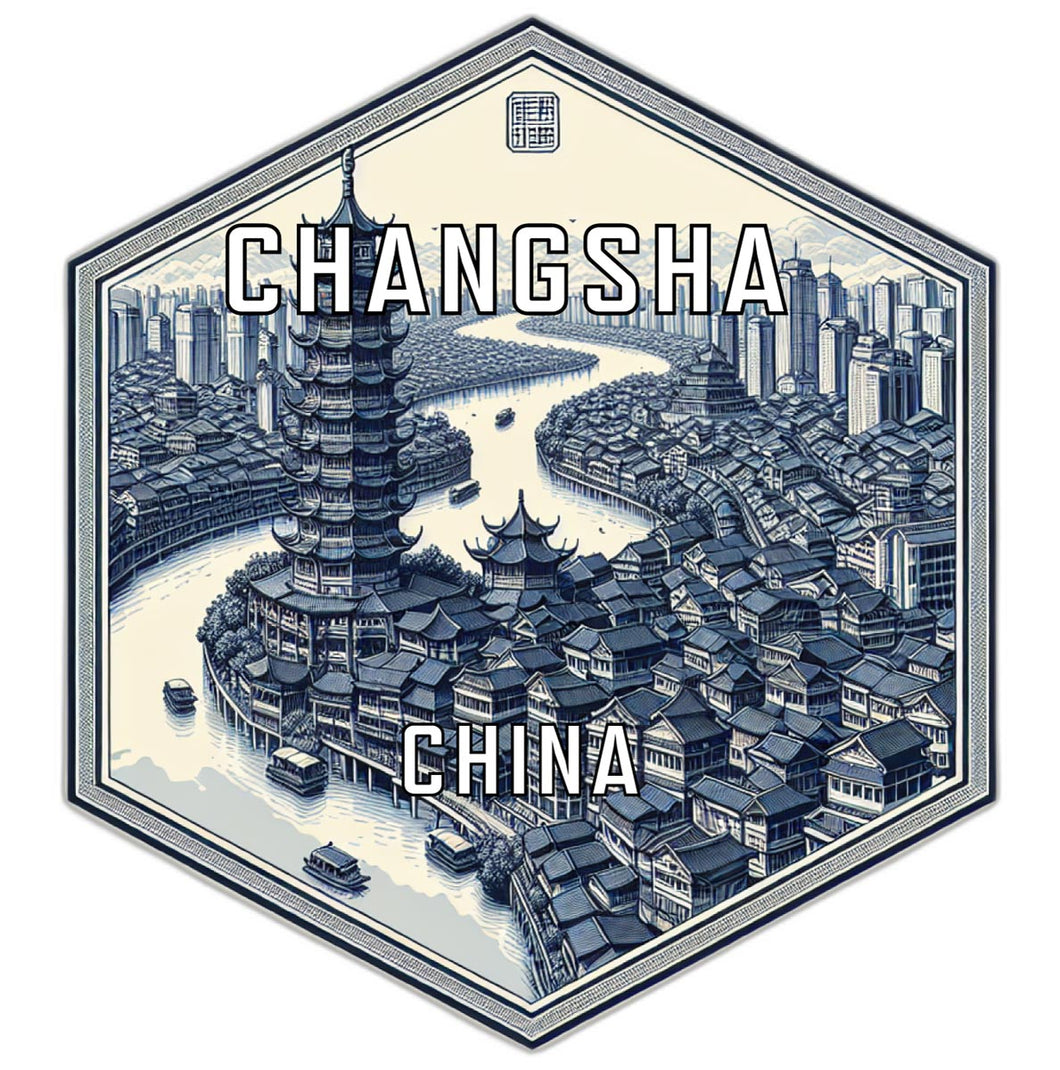 Changsha China Souvenir Travel Destination Die Cut Hexagon Fridge Magnet 2-Inch