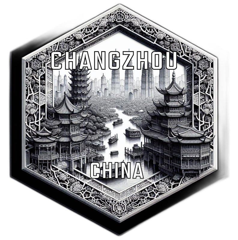 Changzhou China Souvenir Travel Destination Die Cut Hexagon Fridge Magnet 6-Inch