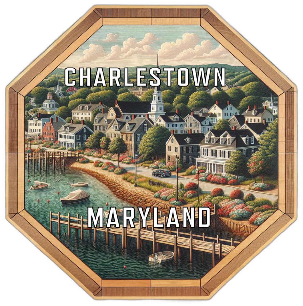 Charlestown Maryland Souvenir Travel Destination Die Cut Hexagon Fridge Magnet 2-Inch