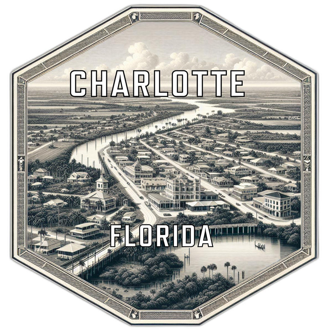 Charlotte Florida Souvenir Travel Destination Die Cut Hexagon Fridge Magnet 2-Inch