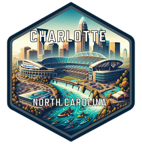 Charlotte North Carolina Souvenir Travel Destination Die Cut Hexagon Fridge Magnet 2-Inch