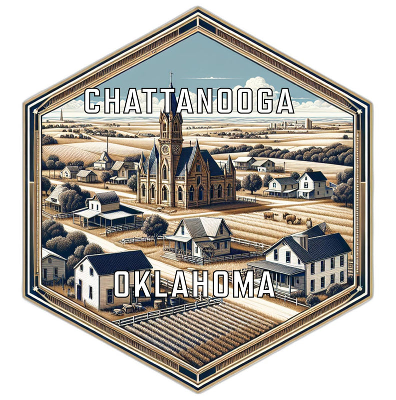 Chattanooga Oklahoma Souvenir Travel Destination Die Cut Hexagon Fridge Magnet 2-Inch
