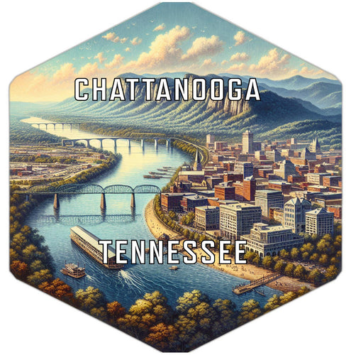 Chattanooga Tennessee Souvenir Travel Destination Die Cut Hexagon Fridge Magnet 6-Inch