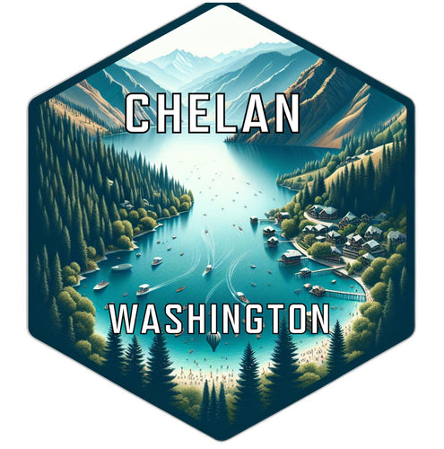 Chelan Washington Souvenir Travel Destination Die Cut Hexagon Fridge Magnet 2-Inch