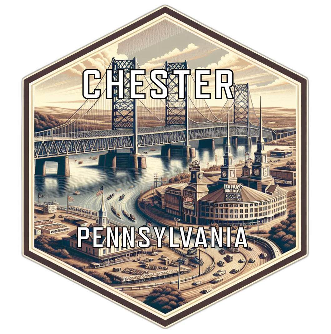 Chester Pennsylvania Souvenir Travel Destination Die Cut Hexagon Fridge Magnet 6-Inch