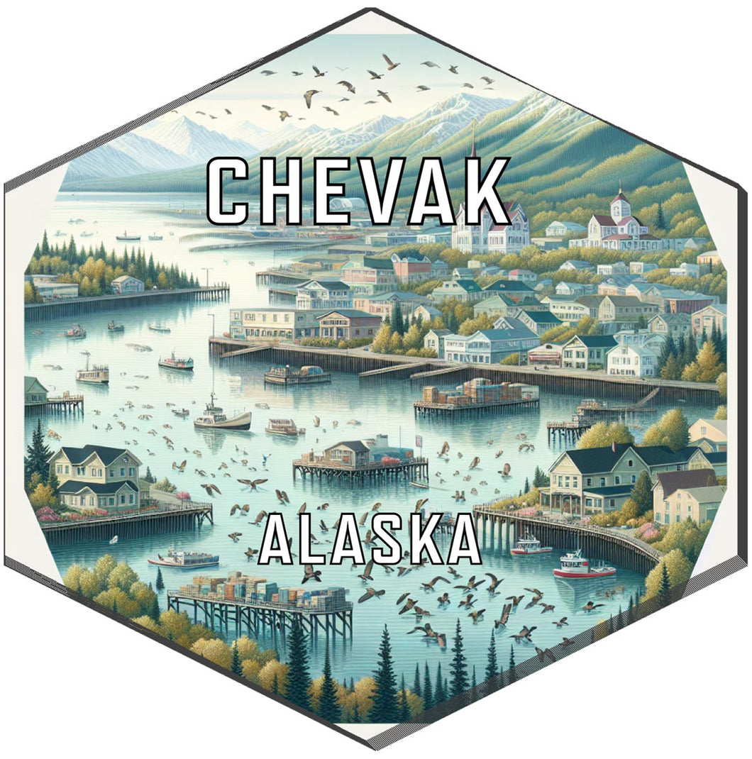 Chevak Alaska Souvenir Travel Destination Die Cut Hexagon Fridge Magnet 2-Inch