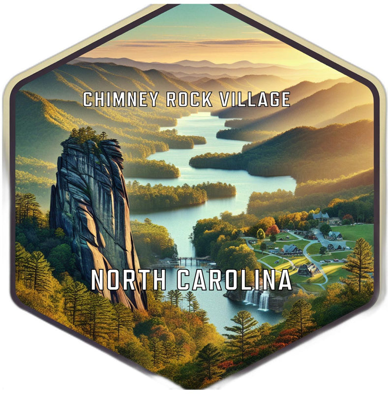 Chimney Rock Village North Carolina Souvenir Travel Destination Die Cut Hexagon Fridge Magnet 2-Inch