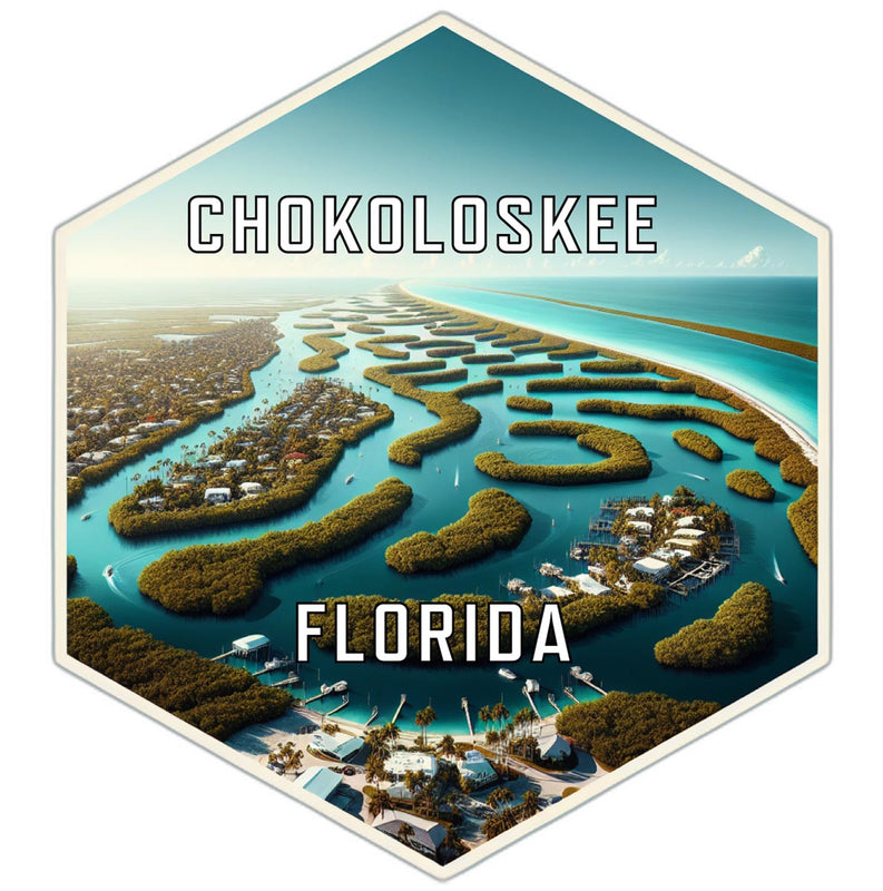 Chokoloskee Florida Souvenir Travel Destination Die Cut Hexagon Fridge Magnet 6-Inch