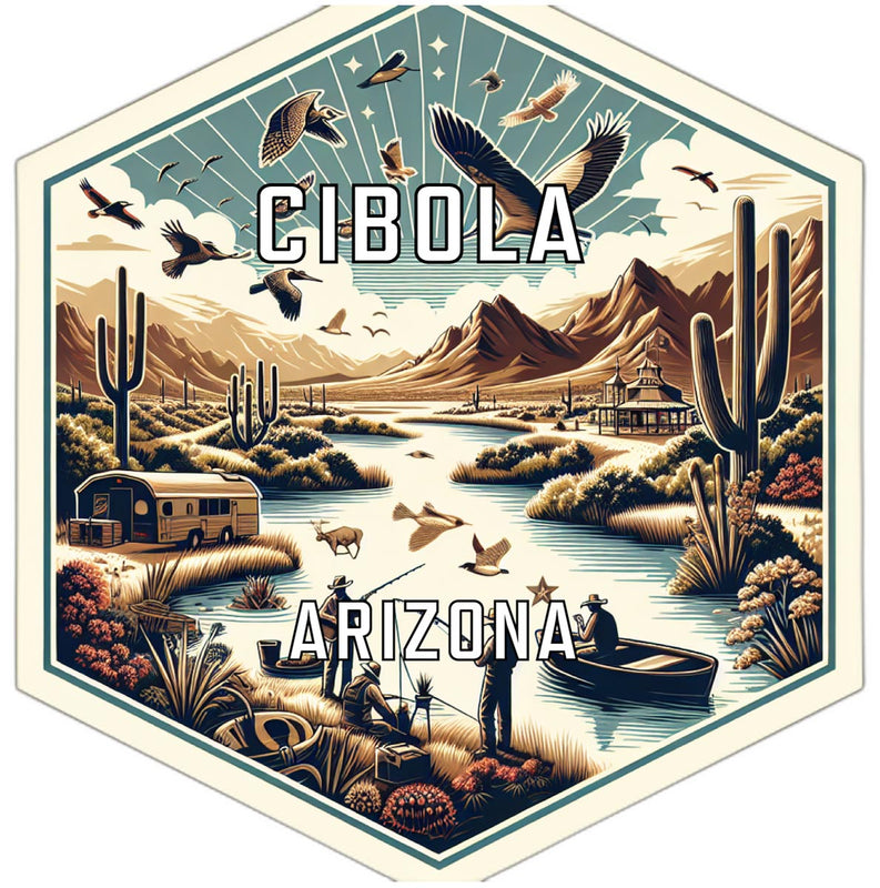 Cibola Arizona Souvenir Travel Destination Die Cut Hexagon Fridge Magnet 2-Inch