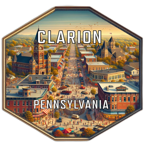 Clarion Pennsylvania Souvenir Travel Destination Die Cut Hexagon Fridge Magnet 6-Inch