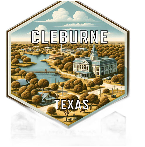 Cleburne Texas Souvenir Travel Destination Die Cut Hexagon Fridge Magnet 6-Inch