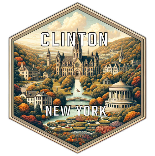 Clinton New York Souvenir Travel Destination Die Cut Hexagon Fridge Magnet 2-Inch
