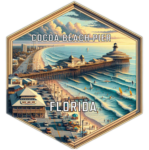 Cocoa Beach Pier Florida Travel Destination Souvenir Vinyl Decal Sticker 6-Inch