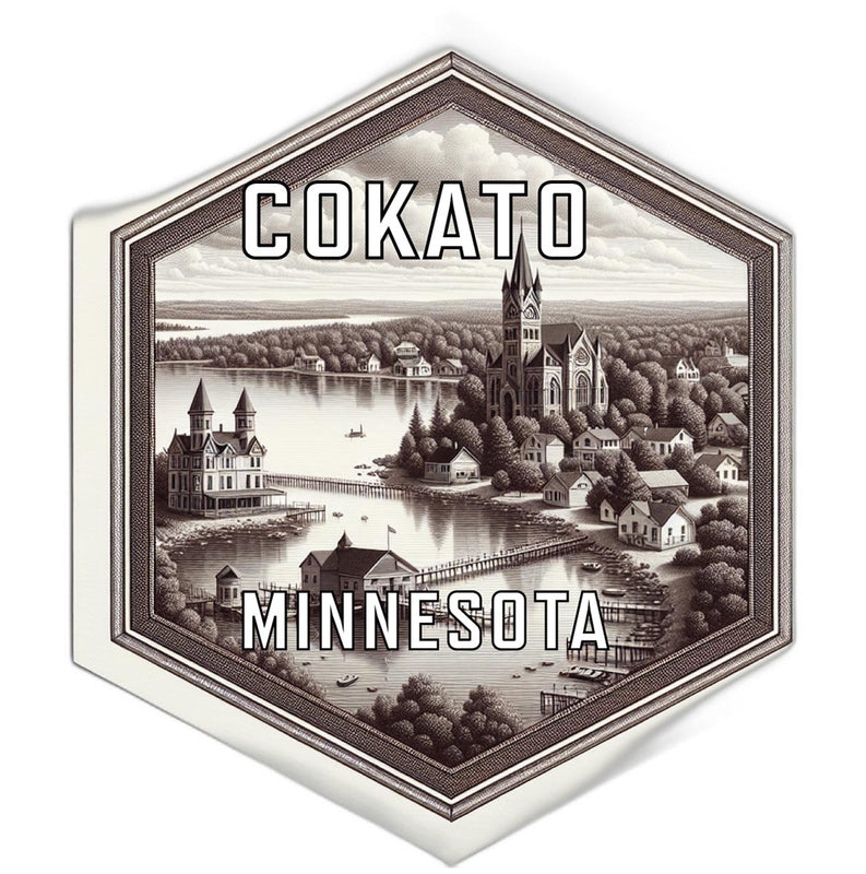 Cokato Minnesota Souvenir Travel Destination Die Cut Hexagon Fridge Magnet 2-Inch