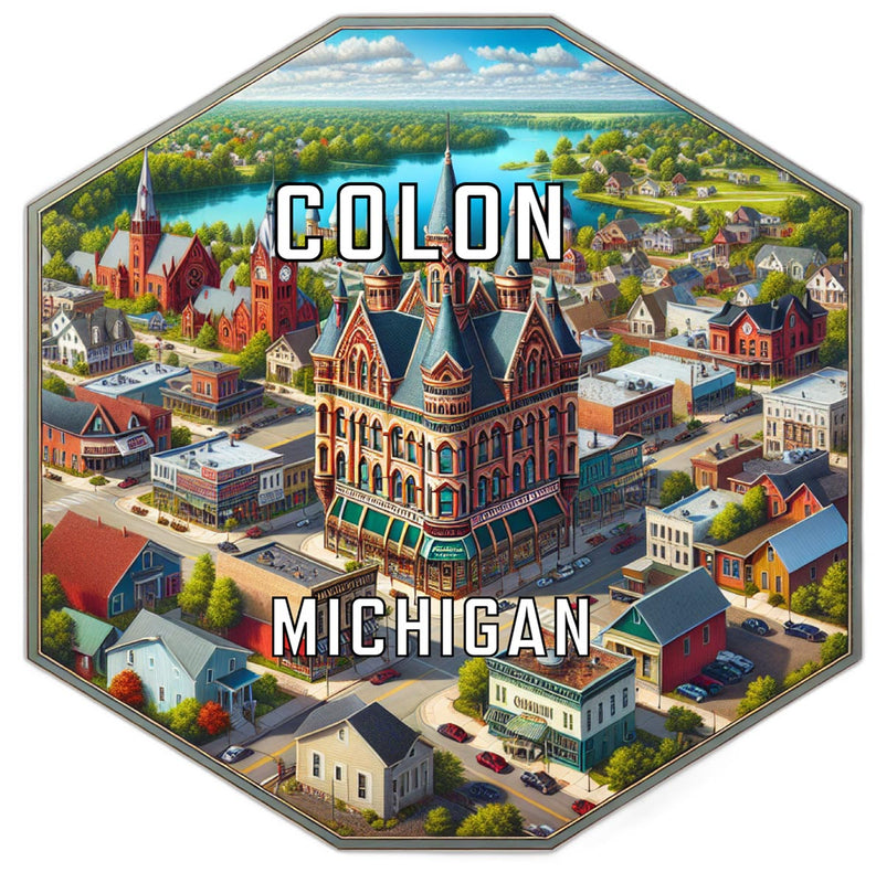 Colon Michigan Souvenir Travel Destination Die Cut Hexagon Fridge Magnet 2-Inch