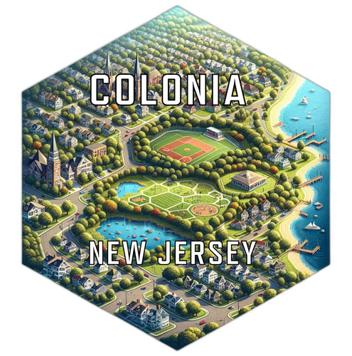 Colonia New Jersey Souvenir Travel Destination Die Cut Hexagon Fridge Magnet 2-Inch