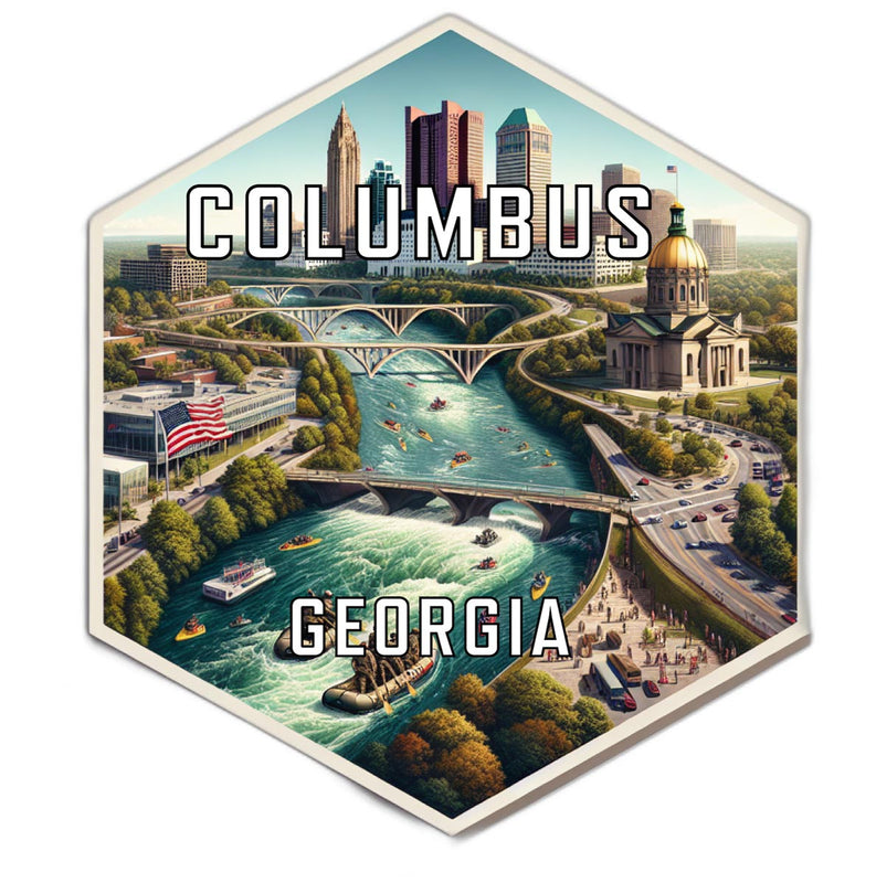 Columbus Georgia Souvenir Travel Destination Die Cut Hexagon Fridge Magnet 4-Inch