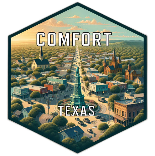 Comfort Texas Souvenir Travel Destination Die Cut Hexagon Fridge Magnet 6-Inch