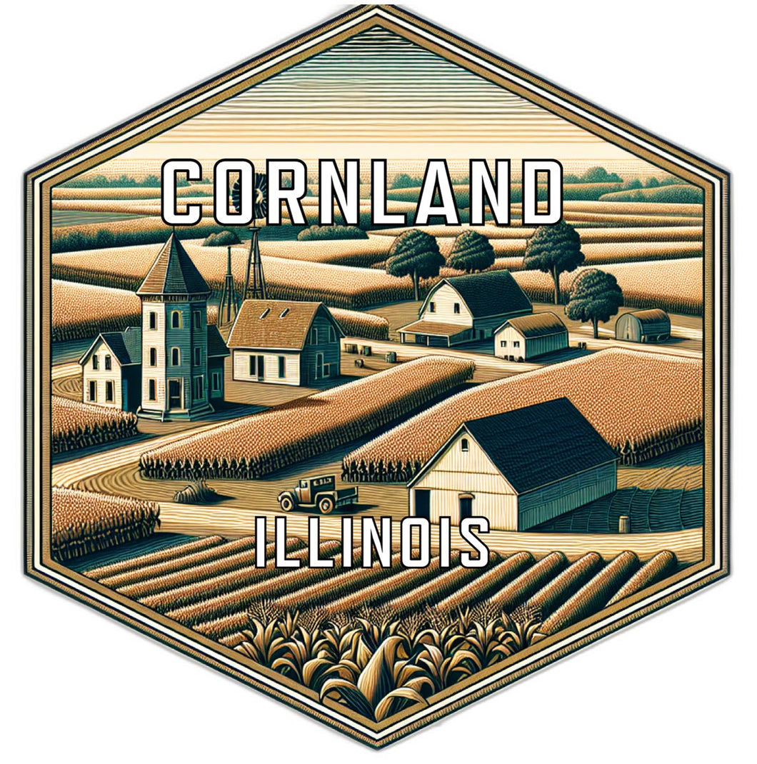 Cornland Illinois Souvenir Travel Destination Die Cut Hexagon Fridge Magnet 2-Inch