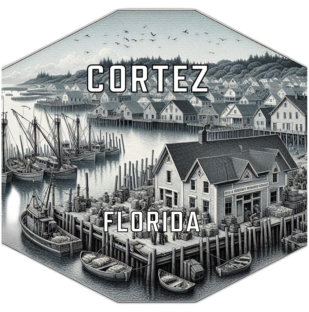 Cortez Florida Souvenir Travel Destination Die Cut Hexagon Fridge Magnet 2-Inch