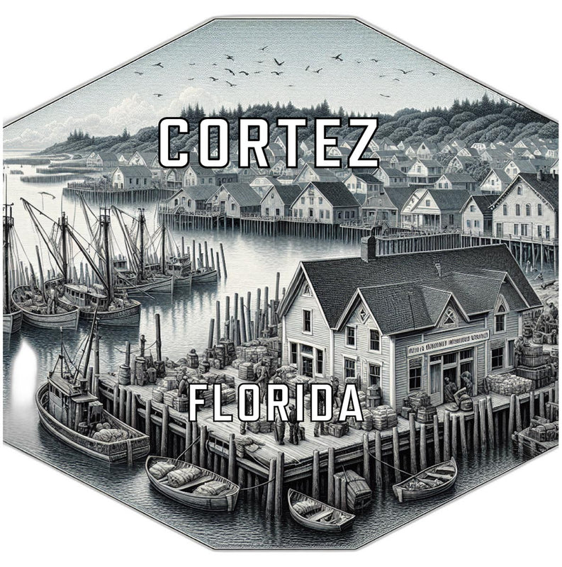 Cortez Florida Souvenir Travel Destination Die Cut Hexagon Fridge Magnet 2-Inch