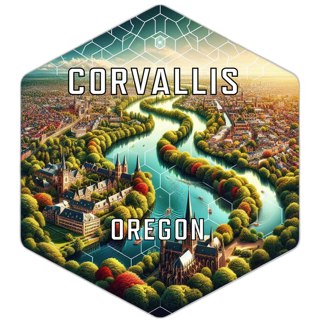 Corvallis Oregon Souvenir Travel Destination Die Cut Hexagon Fridge Magnet 2-Inch