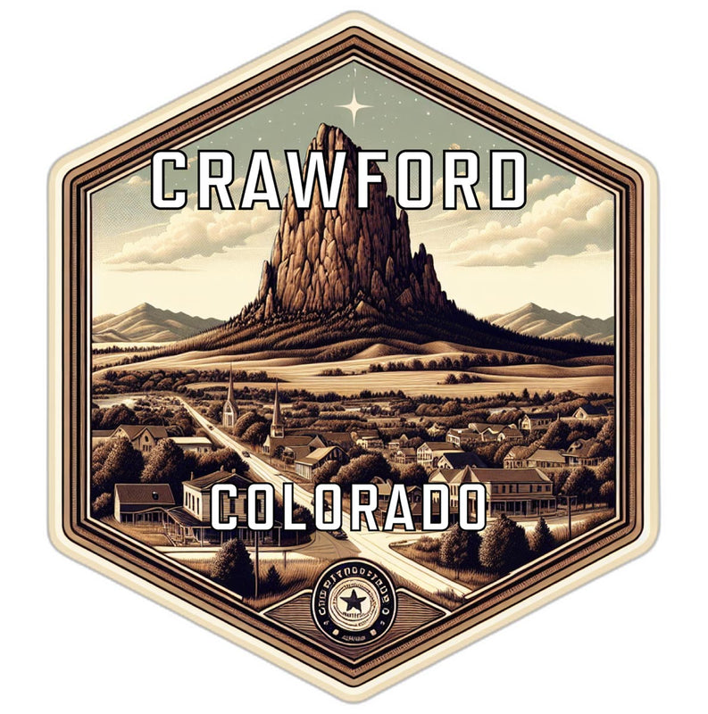 Crawford Colorado Souvenir Travel Destination Die Cut Hexagon Fridge Magnet 2-Inch