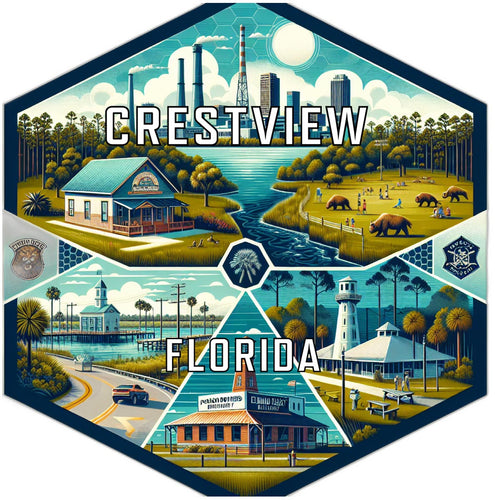 Crestview Florida Souvenir Travel Destination Die Cut Hexagon Fridge Magnet 2-Inch