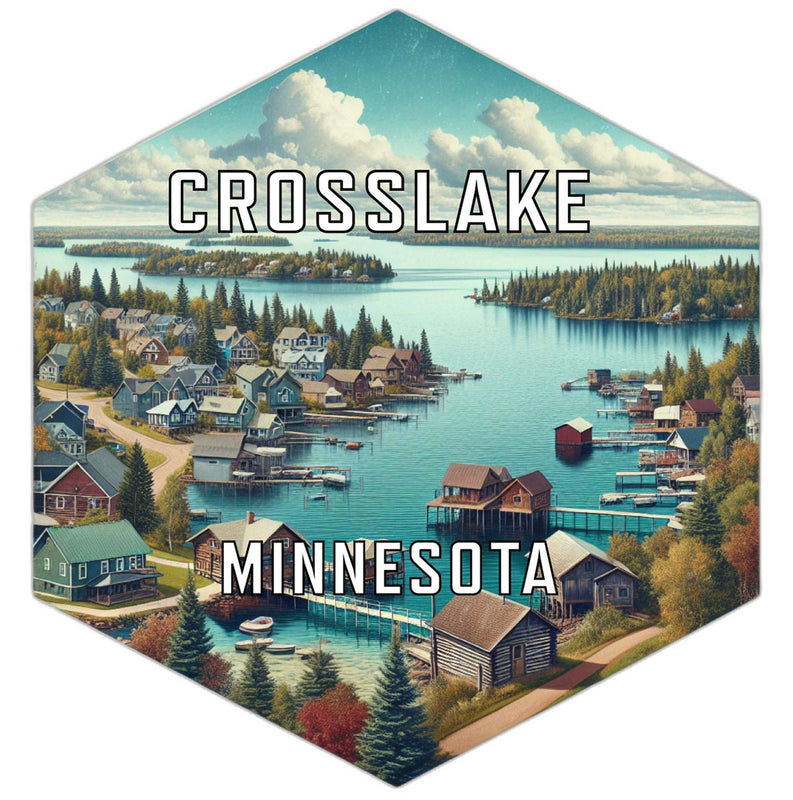 Crosslake Minnesota Souvenir Travel Destination Die Cut Hexagon Fridge Magnet 2-Inch