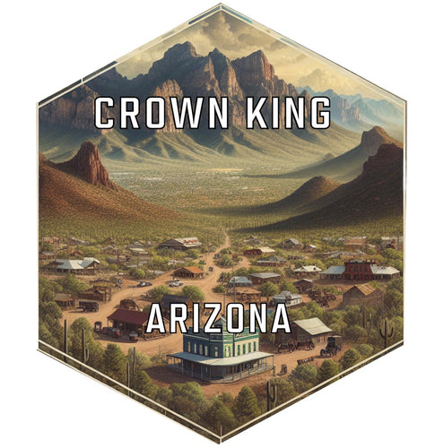Crown King Arizona Souvenir Travel Destination Die Cut Hexagon Fridge Magnet 2-Inch