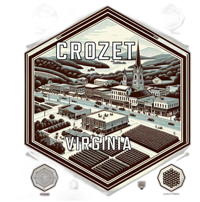 Crozet Virginia Souvenir Travel Destination Die Cut Hexagon Fridge Magnet 2-Inch