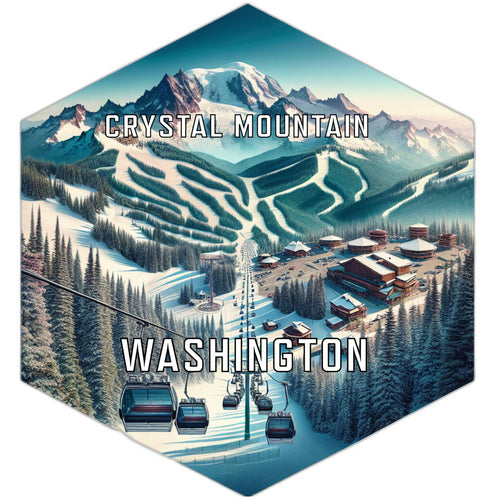 Crystal Mountain Washington Souvenir Travel Destination Die Cut Hexagon Fridge Magnet 2-Inch