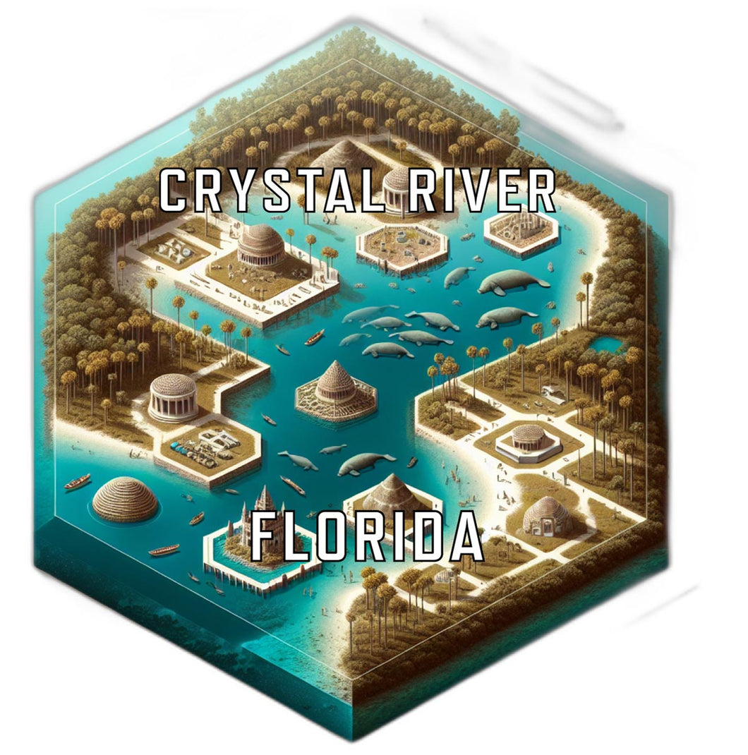 Crystal River Florida Souvenir Travel Destination Die Cut Hexagon Fridge Magnet 2-Inch
