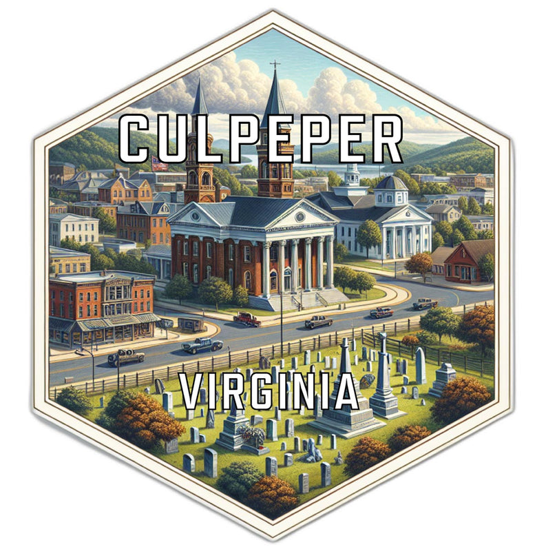 Culpeper Virginia Souvenir Travel Destination Die Cut Hexagon Fridge Magnet 2-Inch