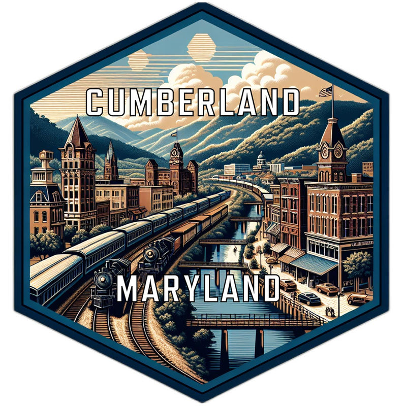 Cumberland Maryland Souvenir Travel Destination Die Cut Hexagon Fridge Magnet 2-Inch