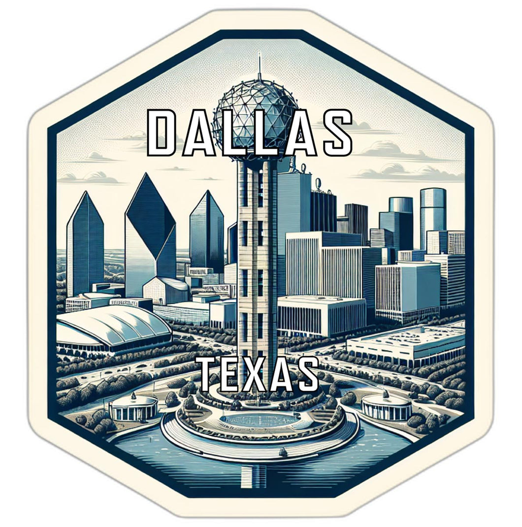 Dallas Texas Souvenir Travel Destination Die Cut Hexagon Fridge Magnet 2-Inch