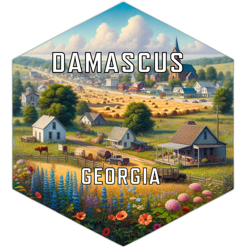 Damascus Georgia Souvenir Travel Destination Die Cut Hexagon Fridge Magnet 6-Inch