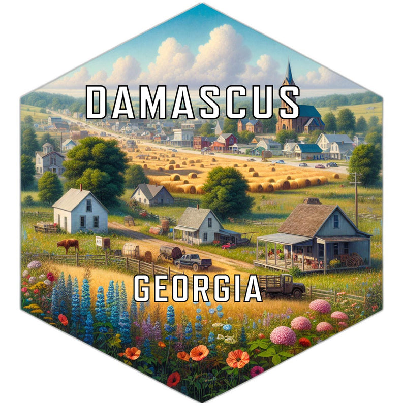 Damascus Georgia Souvenir Travel Destination Die Cut Hexagon Fridge Magnet 6-Inch
