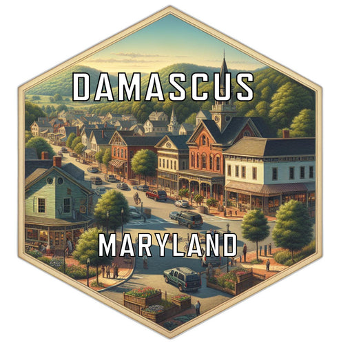 Damascus Maryland Souvenir Travel Destination Die Cut Hexagon Fridge Magnet 2-Inch