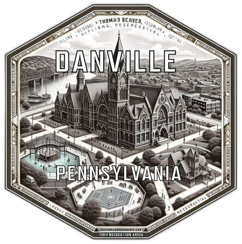Danville Pennsylvania Souvenir Travel Destination Die Cut Hexagon Fridge Magnet 6-Inch