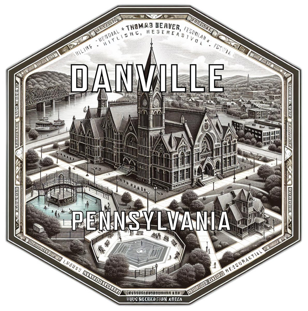 Danville Pennsylvania Souvenir Travel Destination Die Cut Hexagon Fridge Magnet 6-Inch