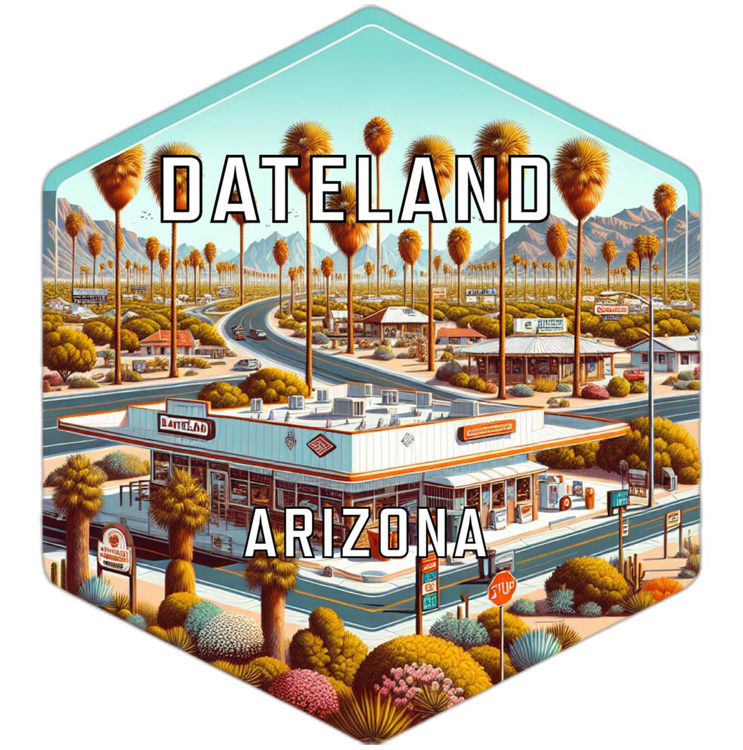 Dateland Arizona Souvenir Travel Destination Die Cut Hexagon Fridge Magnet 2-Inch