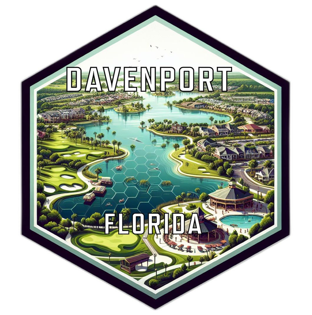 Davenport Florida Souvenir Travel Destination Die Cut Hexagon Fridge Magnet 4-Inch