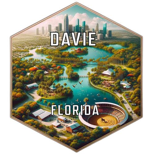 Davie Florida Souvenir Travel Destination Die Cut Hexagon Fridge Magnet 2-Inch