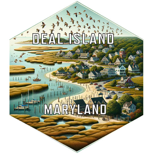 Deal Island Maryland Souvenir Travel Destination Die Cut Hexagon Fridge Magnet 6-Inch