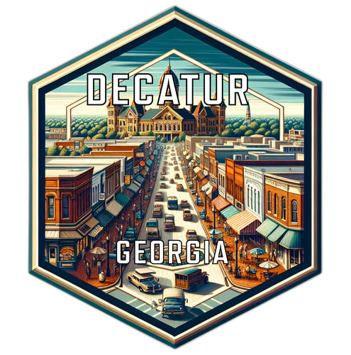 Decatur Georgia Souvenir Travel Destination Die Cut Hexagon Fridge Magnet 6-Inch