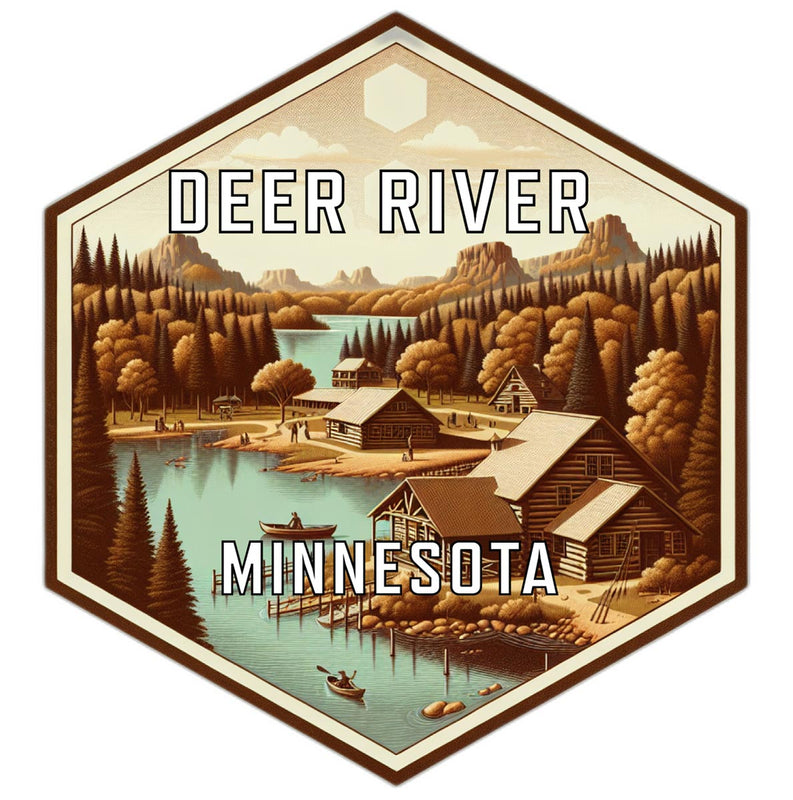 Deer River Minnesota Souvenir Travel Destination Die Cut Hexagon Fridge Magnet 2-Inch