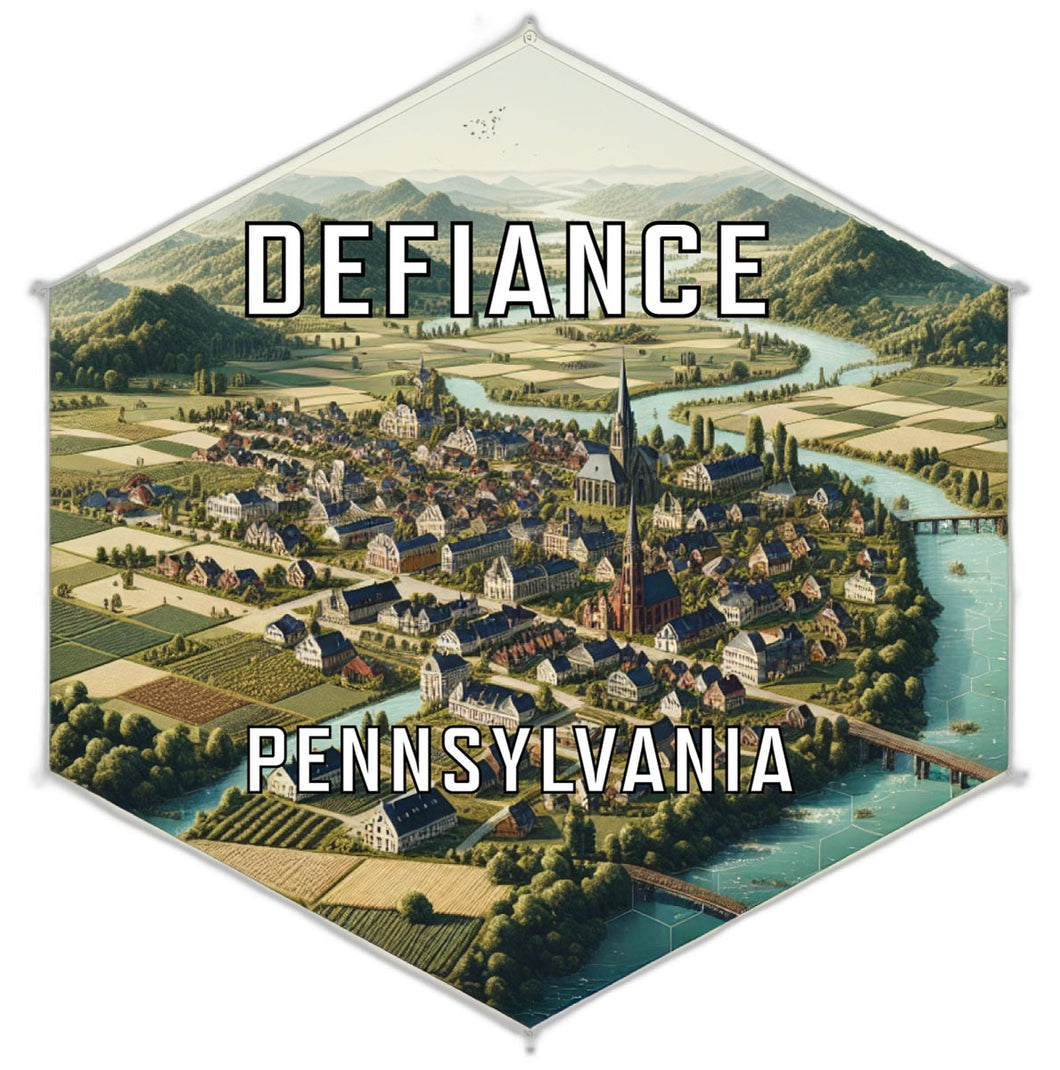 Defiance Pennsylvania Souvenir Travel Destination Die Cut Hexagon Fridge Magnet 2-Inch
