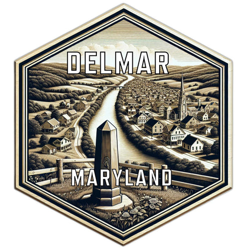 Delmar Maryland Souvenir Travel Destination Die Cut Hexagon Fridge Magnet 6-Inch
